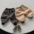 Contrast and velvet trousers